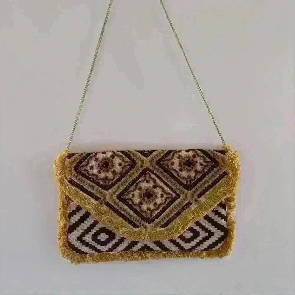 Promod Multi Beaded Fringe Clutch medium multicolor